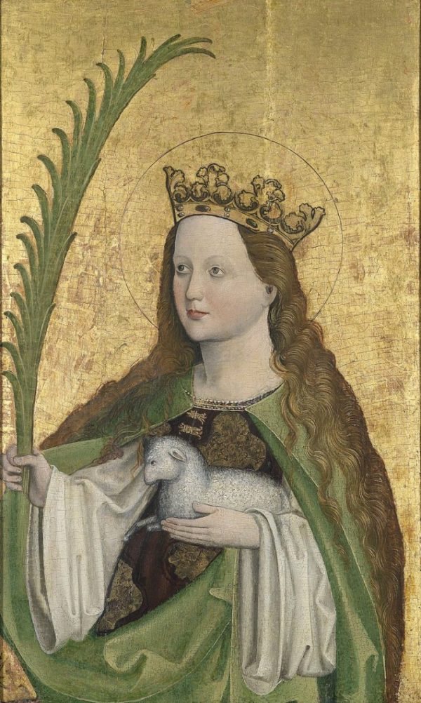 Unbekannt - Altarflgel mit der heiligen Agnes - (MeisterDrucke-671644)
